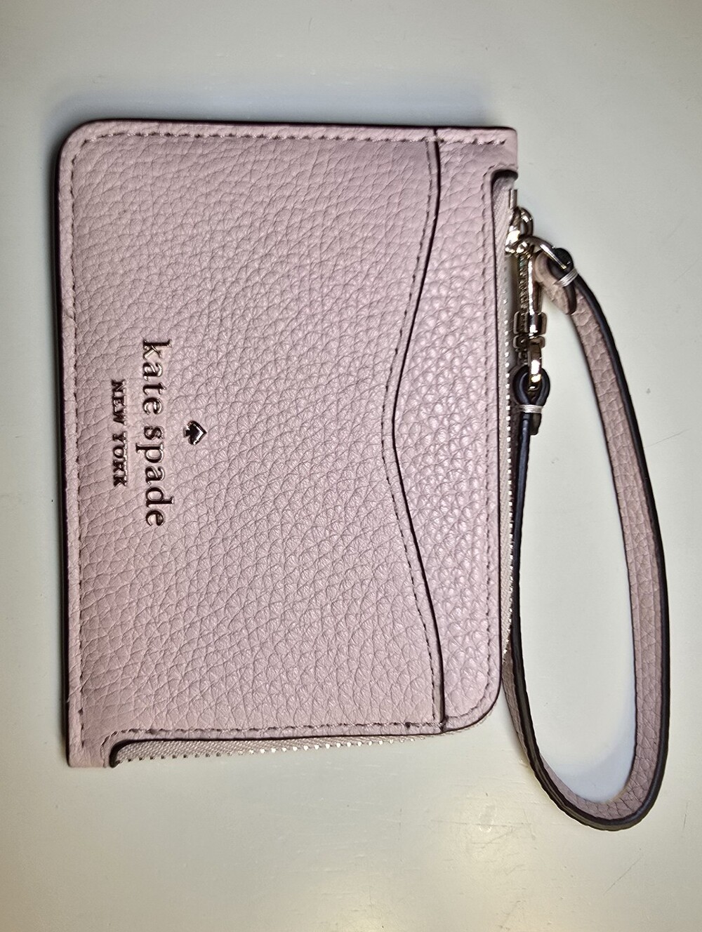 👛 Kate Spade Leila Card Wallet Keychain ID Wristlet Coin Purse Rose Smoke Pink